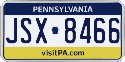 PA license plate JSX8466