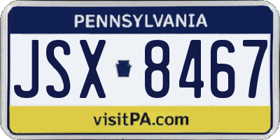 PA license plate JSX8467