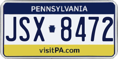 PA license plate JSX8472