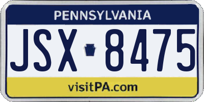 PA license plate JSX8475