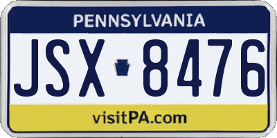 PA license plate JSX8476