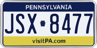 PA license plate JSX8477