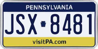 PA license plate JSX8481