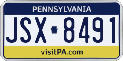 PA license plate JSX8491