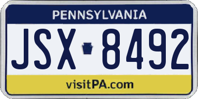 PA license plate JSX8492