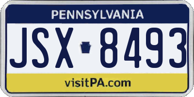 PA license plate JSX8493