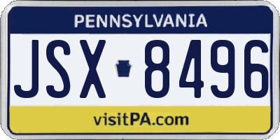 PA license plate JSX8496