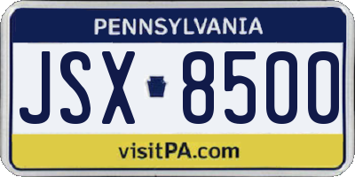 PA license plate JSX8500