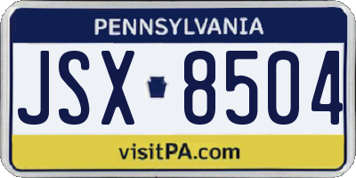 PA license plate JSX8504