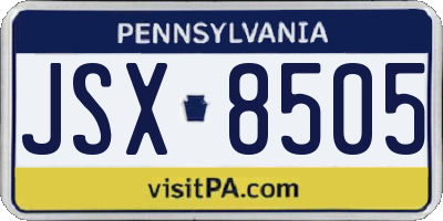PA license plate JSX8505