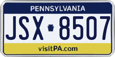 PA license plate JSX8507