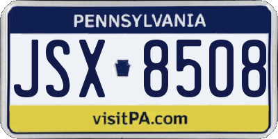 PA license plate JSX8508
