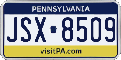 PA license plate JSX8509