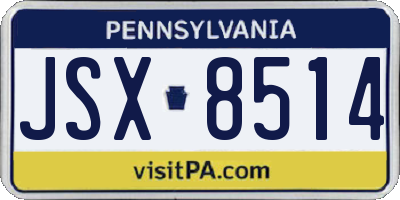 PA license plate JSX8514