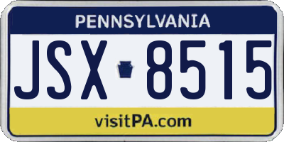 PA license plate JSX8515