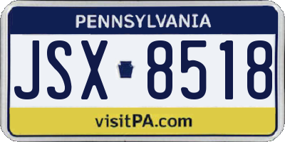 PA license plate JSX8518