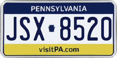 PA license plate JSX8520
