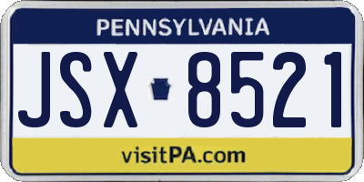 PA license plate JSX8521