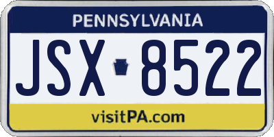 PA license plate JSX8522