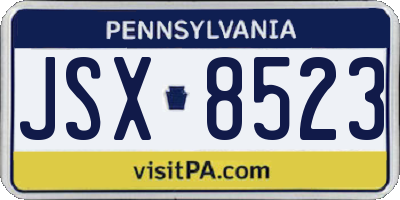 PA license plate JSX8523