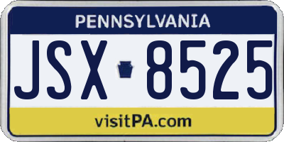 PA license plate JSX8525