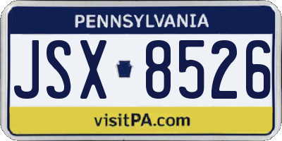 PA license plate JSX8526