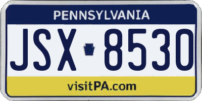 PA license plate JSX8530