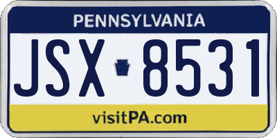 PA license plate JSX8531