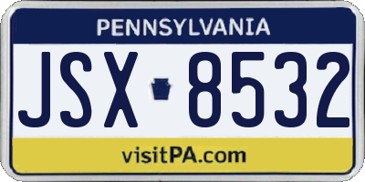 PA license plate JSX8532