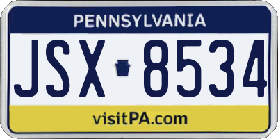 PA license plate JSX8534