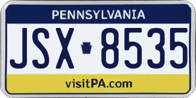 PA license plate JSX8535