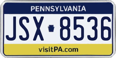PA license plate JSX8536
