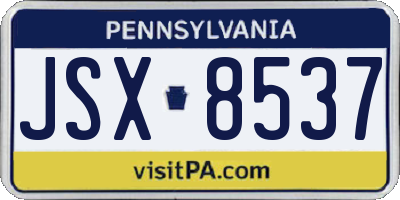 PA license plate JSX8537