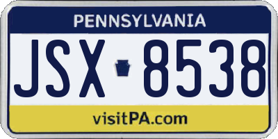 PA license plate JSX8538