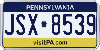 PA license plate JSX8539