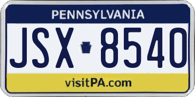 PA license plate JSX8540