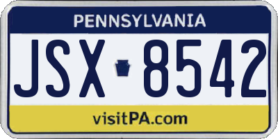PA license plate JSX8542