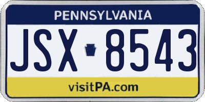 PA license plate JSX8543