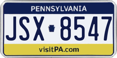 PA license plate JSX8547