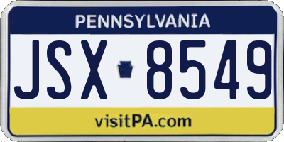 PA license plate JSX8549