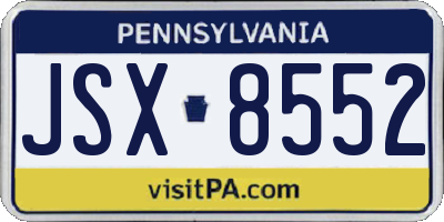 PA license plate JSX8552