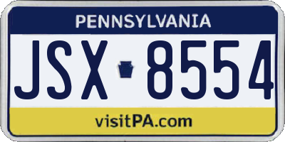PA license plate JSX8554