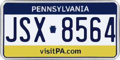 PA license plate JSX8564