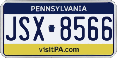 PA license plate JSX8566