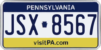 PA license plate JSX8567