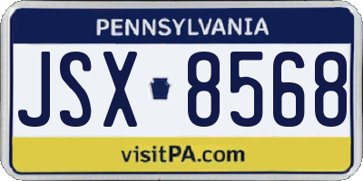 PA license plate JSX8568