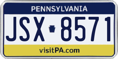 PA license plate JSX8571