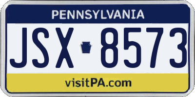 PA license plate JSX8573