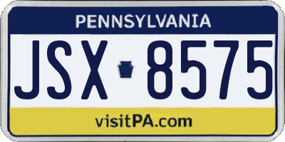 PA license plate JSX8575