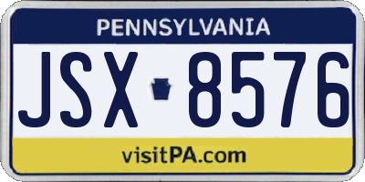 PA license plate JSX8576